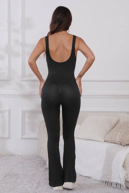 Scoop Neck Wide Strap Active Jumpsuit - Selvanelle