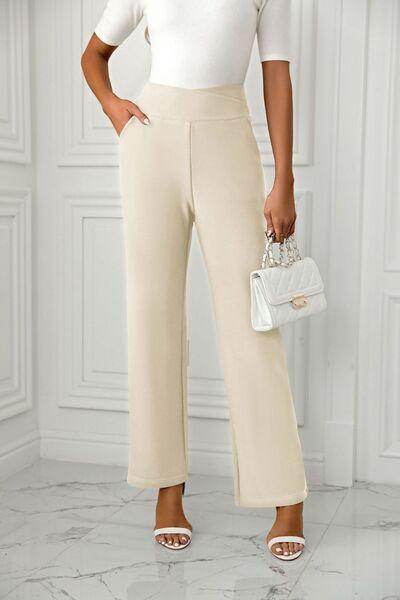 High Waist Straight Leg Pants for Women in Various Sizes - Selvanelle
