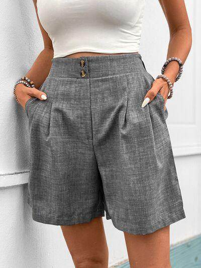 Perfee Frill Shorts with Pockets for Women Stylish Comfort - Selvanelle