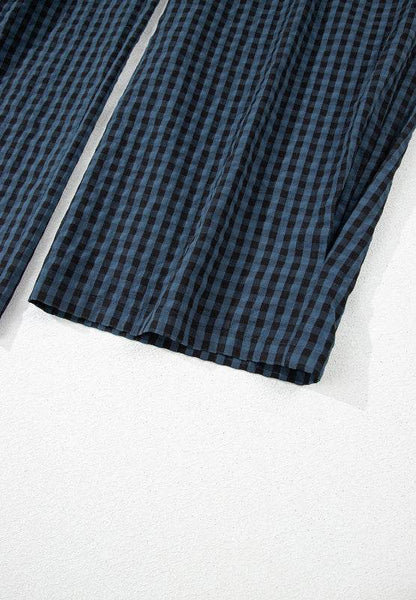 Plaid Wide Strap Wide Leg Overalls - Selvanelle