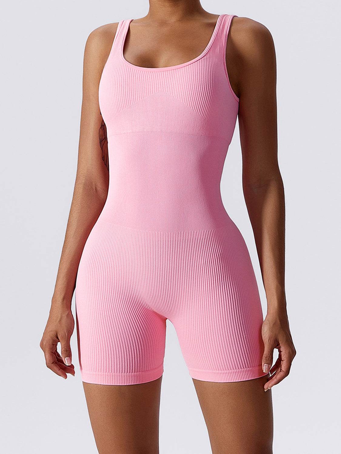 Basic Bae Ribbed Sleeveless Active Romper - Selvanelle