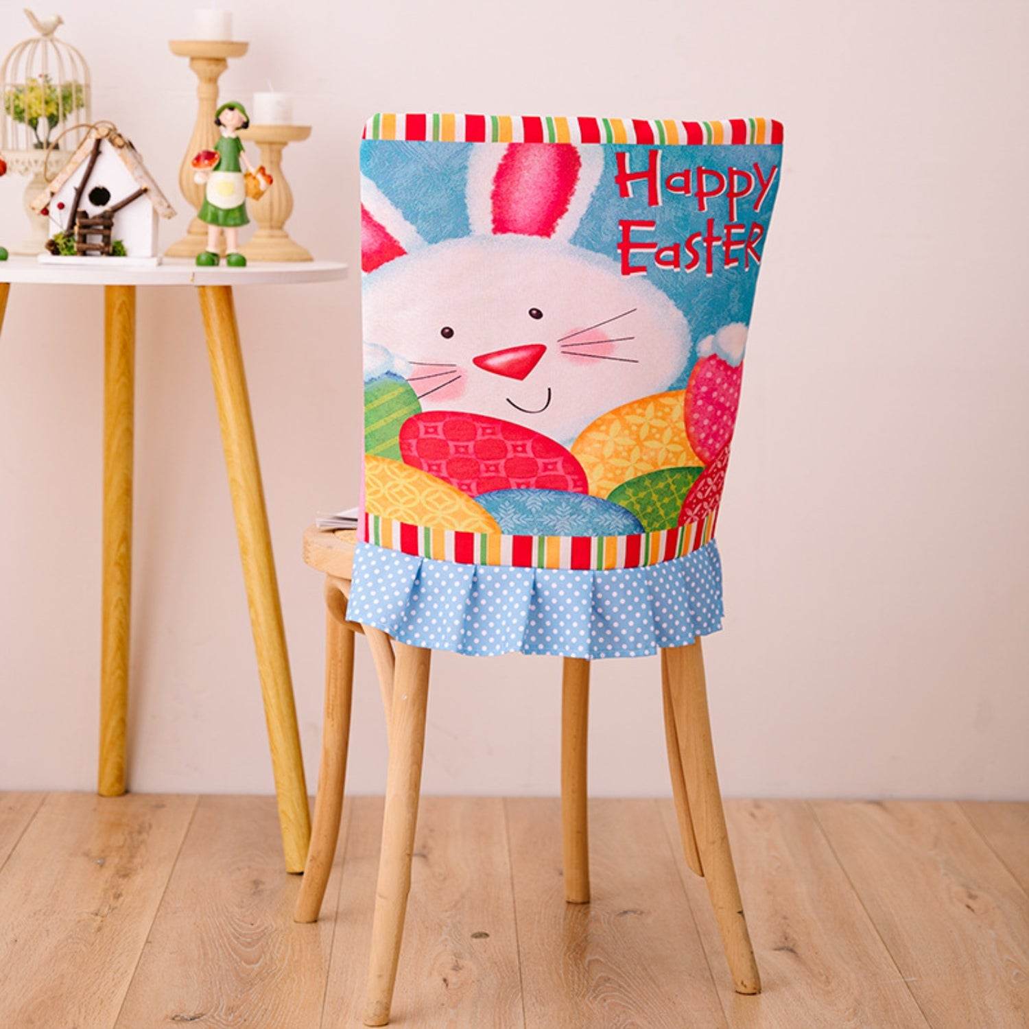 Easter Polka Dot Pleated Hem Chair Cover - Selvanelle