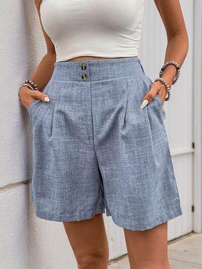 Perfee Frill Shorts with Pockets for Women Stylish Comfort - Selvanelle