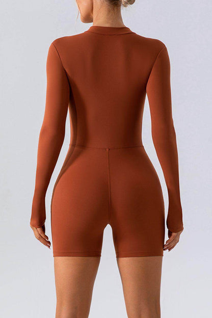 Half Zip Long Sleeve Active Romper for Women Fitness - Selvanelle