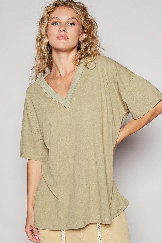 POL V-Neck Half Sleeve T-Shirt for Casual Everyday Wear - Selvanelle