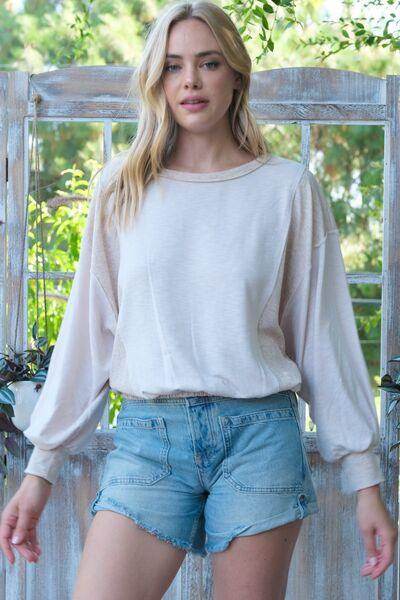 Hailey & Co Rib and Two Tone Knit Mixed Top for Women - Selvanelle