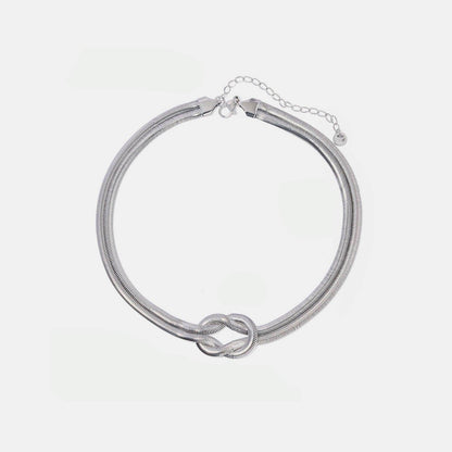 Double Layered Knot Herringbone Choker Necklace in Silver - Selvanelle