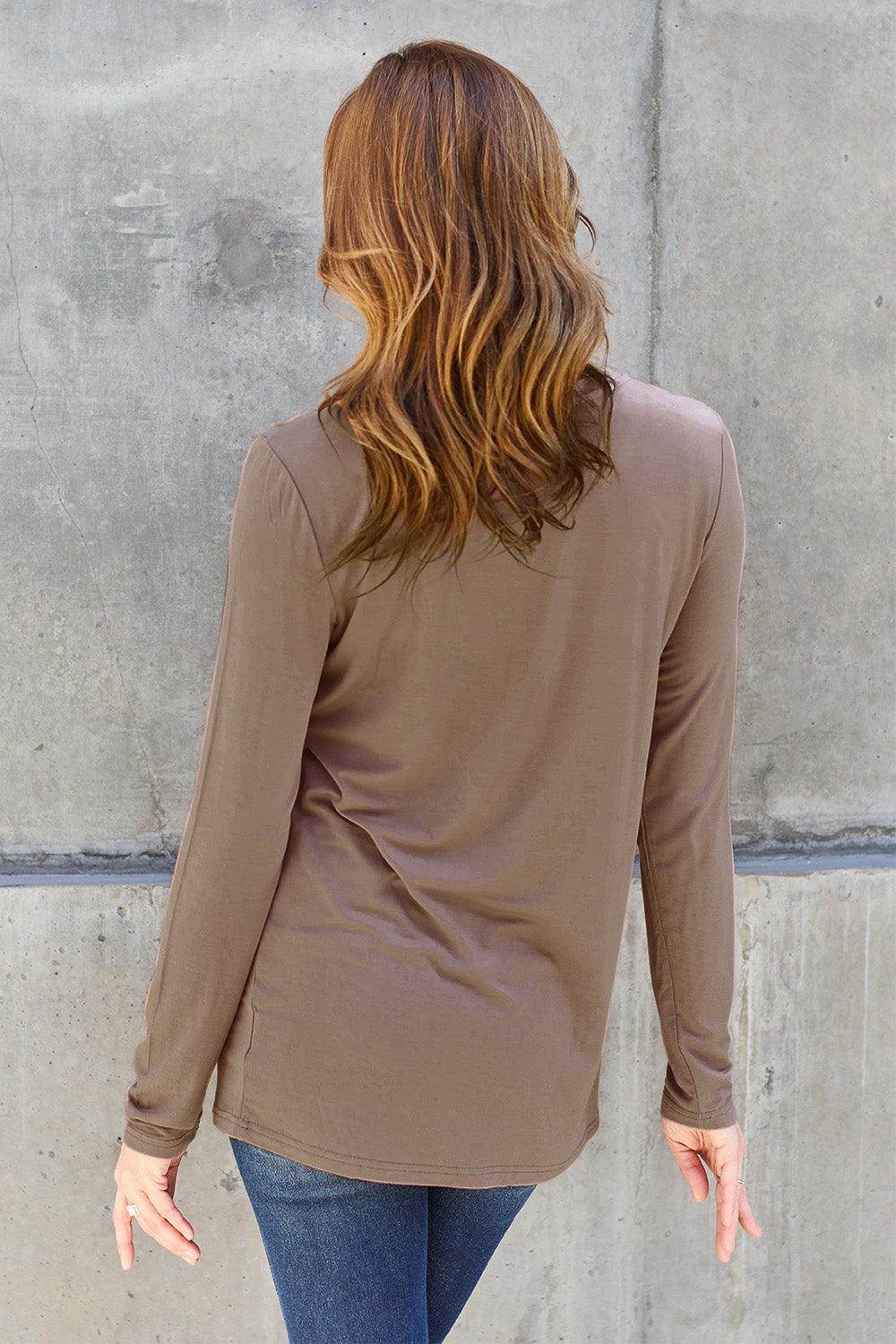 Basic Bae Full Size Round Neck Long Sleeve Top for Women - Selvanelle