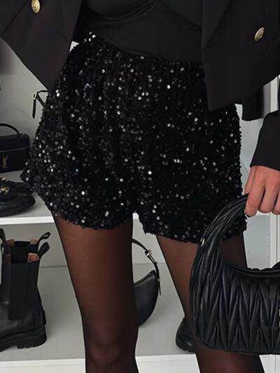 Sequin Mid Rise Shorts for Women - Stylish and Chic - Selvanelle