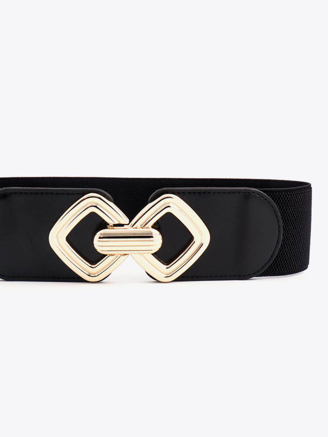 Geometric Buckle Elastic Wide Belt for Stylish Comfort - Selvanelle