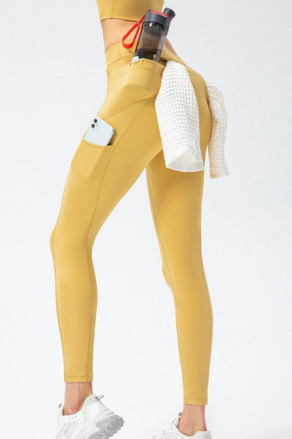 Full Size Slim Fit High Waist Long Sports Pants with Pockets - Selvanelle