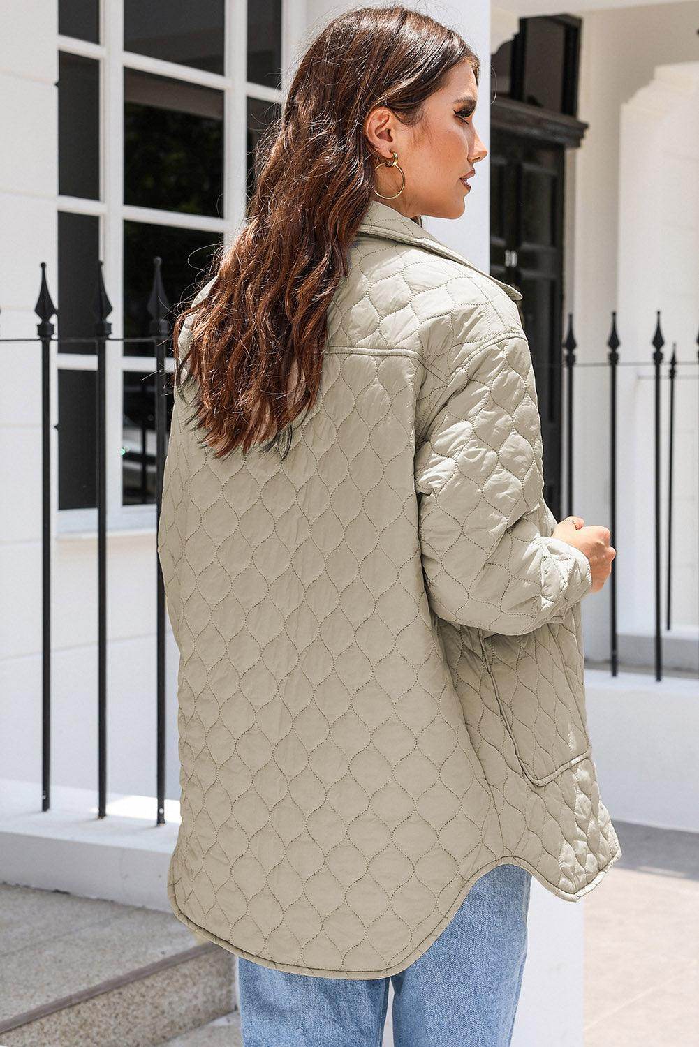 Snap Down Collared Winter Coat for Stylish Warmth - Selvanelle
