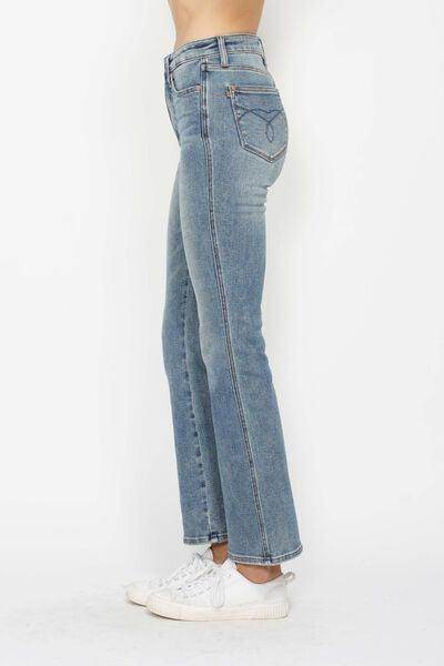 Judy Blue Full Size Tummy Control Back Embroidered Bootcut Jeans Plus Size - Selvanelle