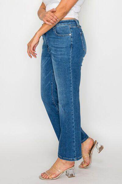 Bytos Full Size Cat's Whiskers Mid Rise Ankle Jeans For Women - Selvanelle