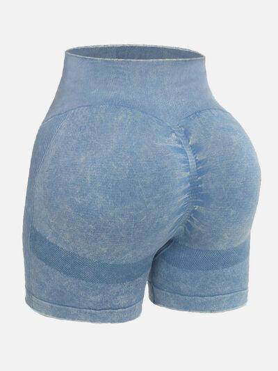 Washed High Waist Active Shorts for Ultimate Comfort - Selvanelle