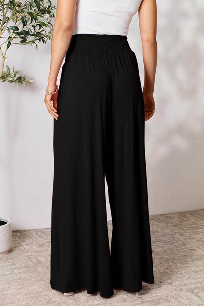 Double Take Full Size Smocked Wide Waistband Wide Leg Pants - Selvanelle