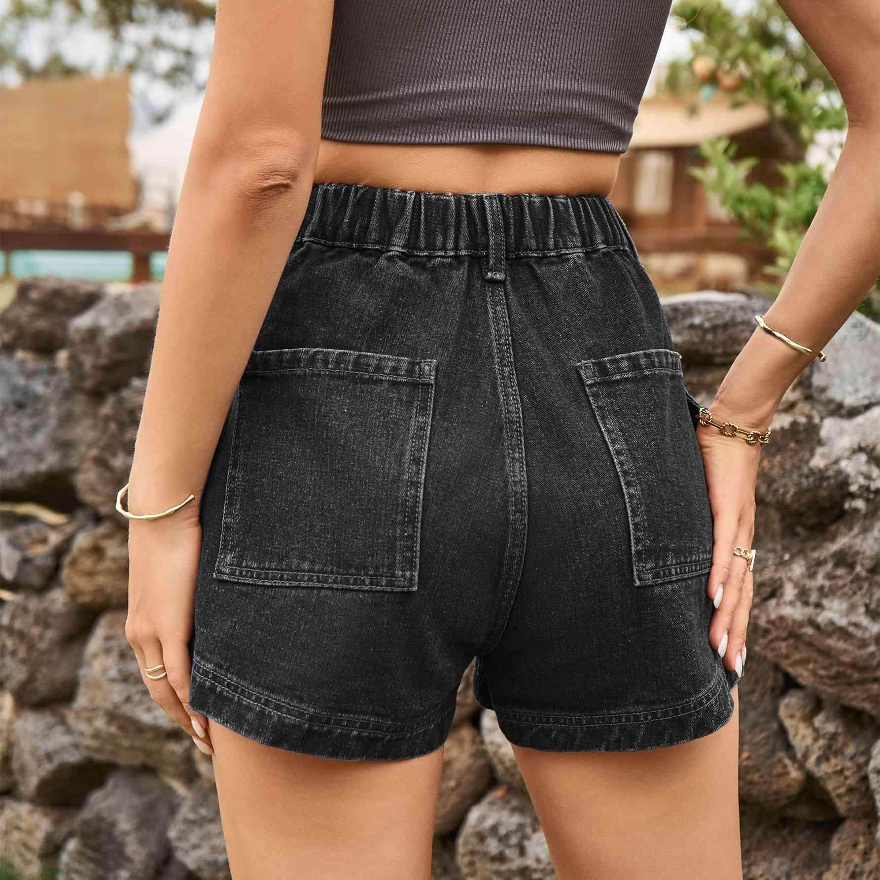 High-Waist Denim Shorts with Pockets for Casual Style - Selvanelle