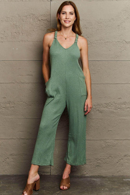 HEYSON Don't Get It Twisted Full Size Rib Knit Jumpsuit - Selvanelle