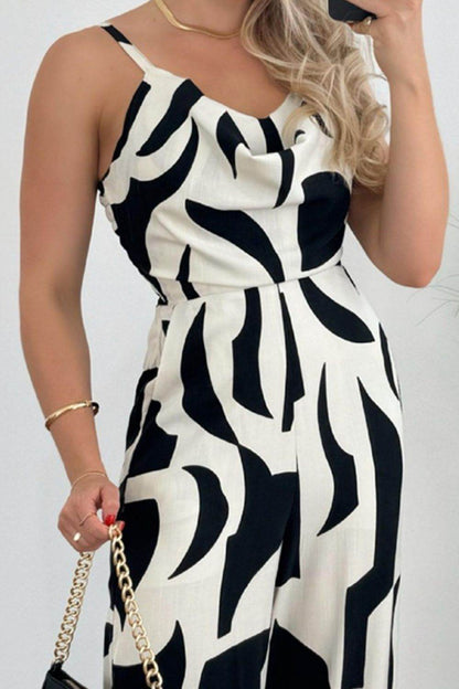 Two-Tone Spaghetti Strap Wide Leg Jumpsuit - Selvanelle
