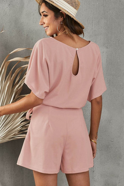 Tie Belt Short Sleeve Romper - Selvanelle