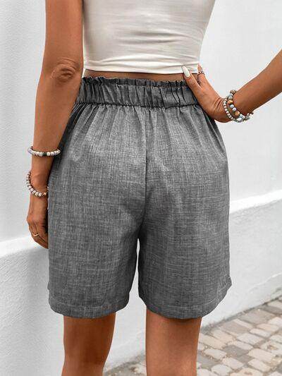Perfee Frill Shorts with Pockets for Women Stylish Comfort - Selvanelle