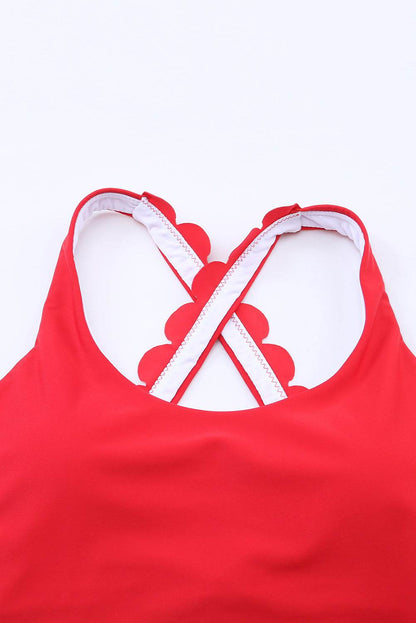 Crisscross Scoop Neck Swim Top - Selvanelle