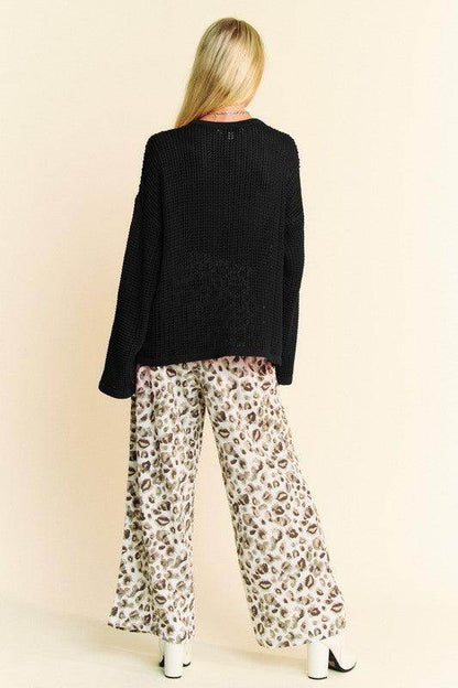Davi & Dani Star Front Crochet Drop Shoulder Knit Top - Selvanelle