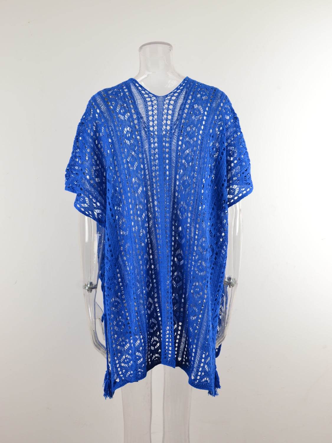 Angel Wings Cutout V-Neck Cover-Up with Tassel - Selvanelle