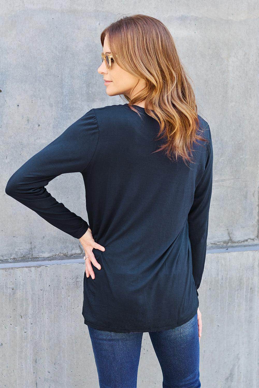 Basic Bae Full Size Round Neck Long Sleeve Top for Women - Selvanelle