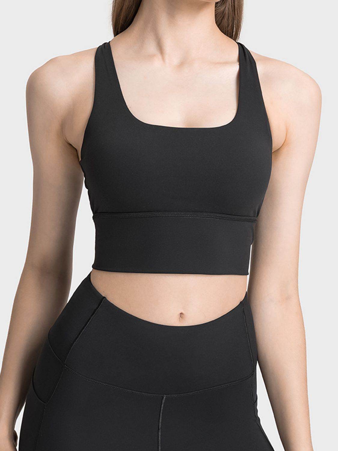 Millennia Scoop Neck Crisscross Straps Sports Bra - Selvanelle