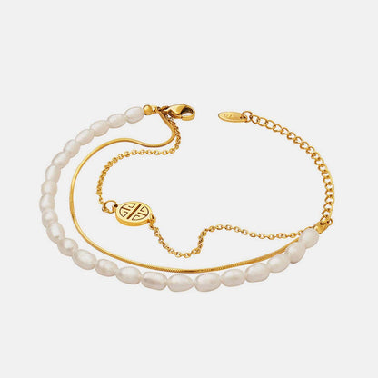 Titanium Steel Three-Layered Pearl Bracelet for Women - Selvanelle