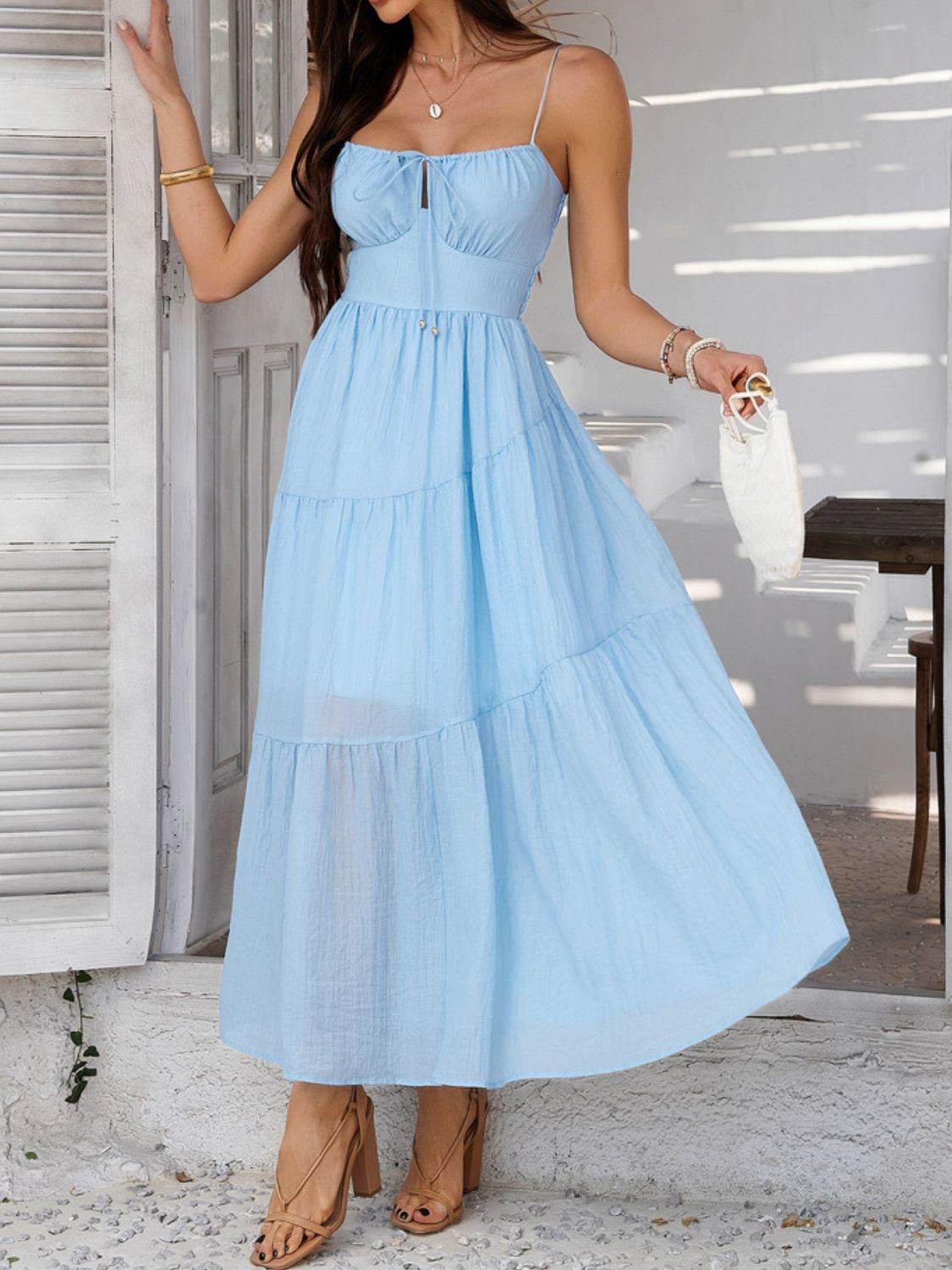 Devine Smocked Tiered Maxi Cami Dress - Selvanelle