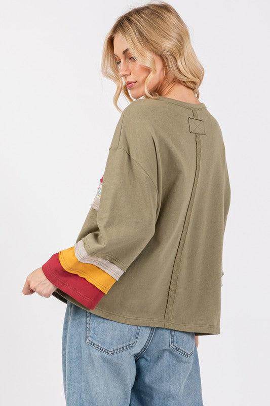 SAGE + FIG French Terry Color Block T-Shirt for Women - Selvanelle