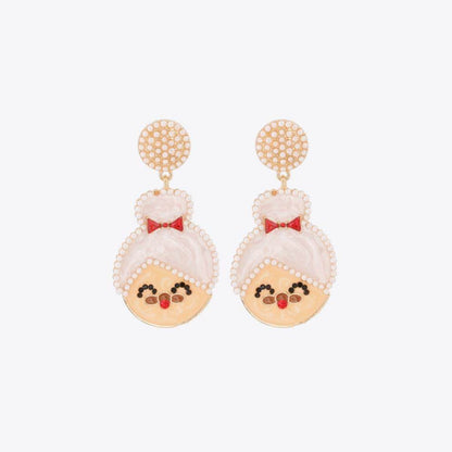 Rhinestone Alloy Mrs. Claus Earrings for Festive Style - Selvanelle