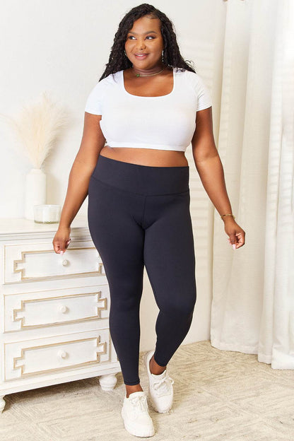 Double Take Wide Waistband Sports Leggings for Women - Selvanelle