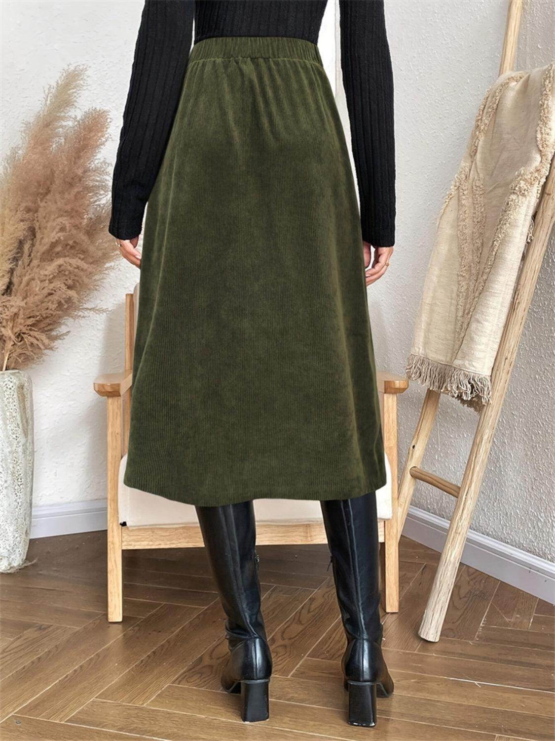 Pocketed Back Elastic Waist Skirt for Effortless Style - Selvanelle