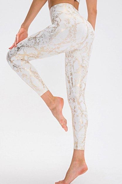 Animal Print Slim Fit Wide Waistband Long Sports Pants - Selvanelle