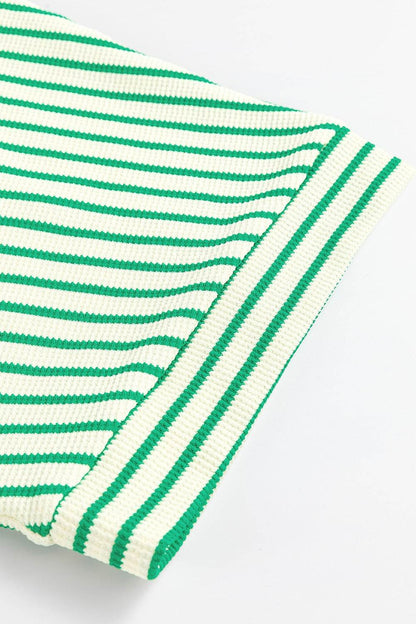 Striped Half Sleeve Tie Waist Romper - Selvanelle