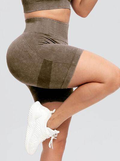 Washed High Waist Active Shorts for Ultimate Comfort - Selvanelle