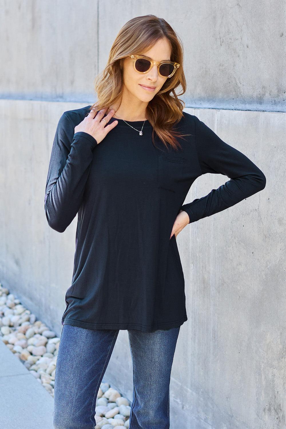 Basic Bae Full Size Round Neck Long Sleeve Top for Women