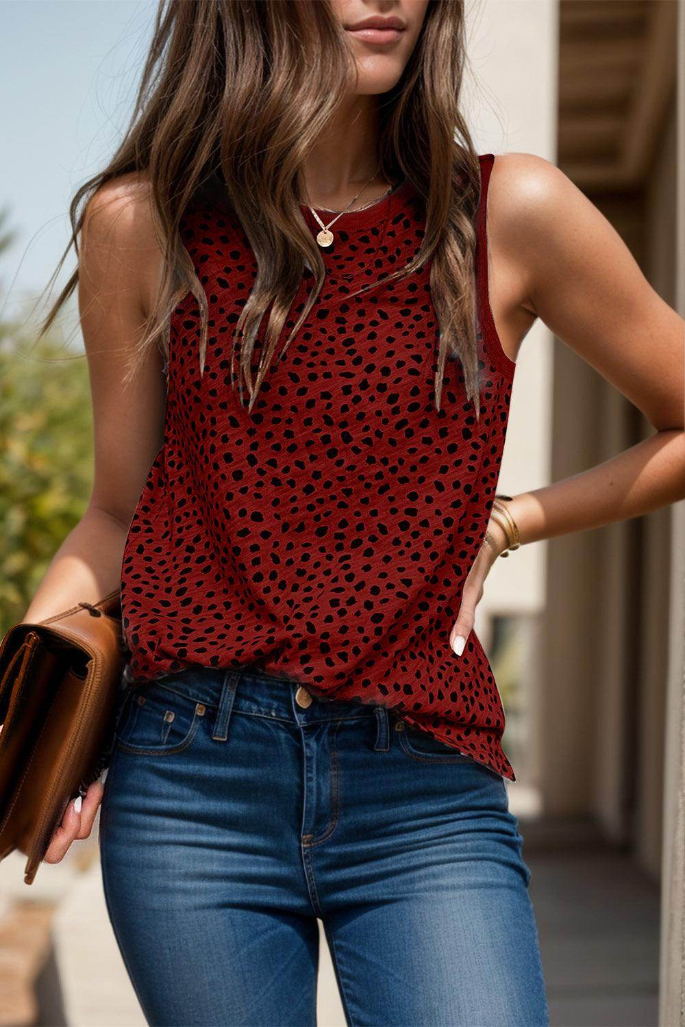 Printed Round Neck Tank for Women - Comfortable Fit - Selvanelle