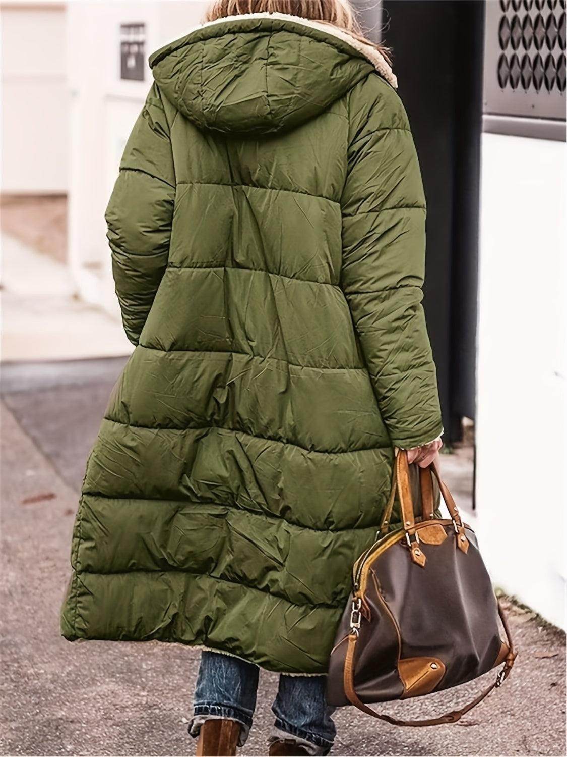 Full Size Zip Up Sherpa Hooded Coat for Women and Plus Size - Selvanelle