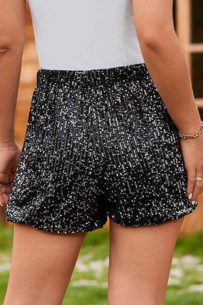Stylish Sequin Elastic Waist Shorts for Women Fashion - Selvanelle