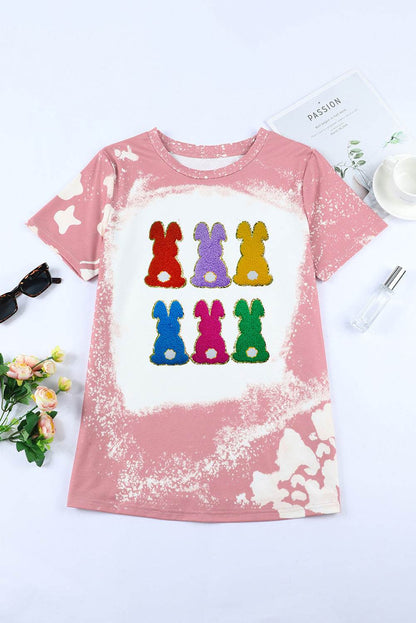 Rabbit Round Neck Short Sleeve T-Shirt - Selvanelle