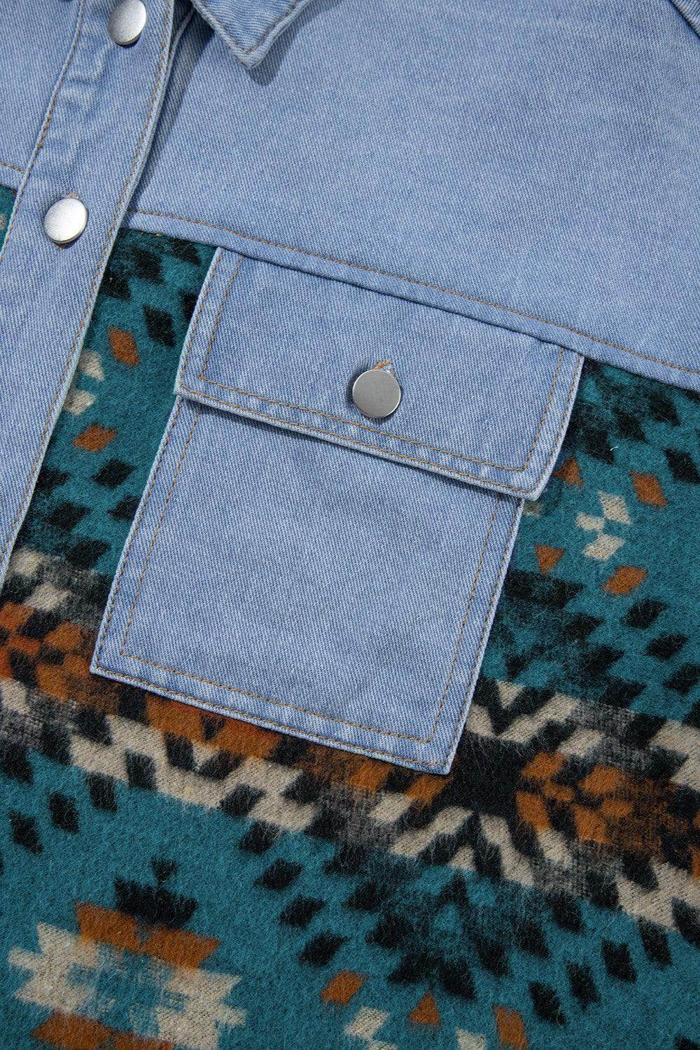 Pocketed Button Up Long Sleeve Denim Jacket for Women - Selvanelle