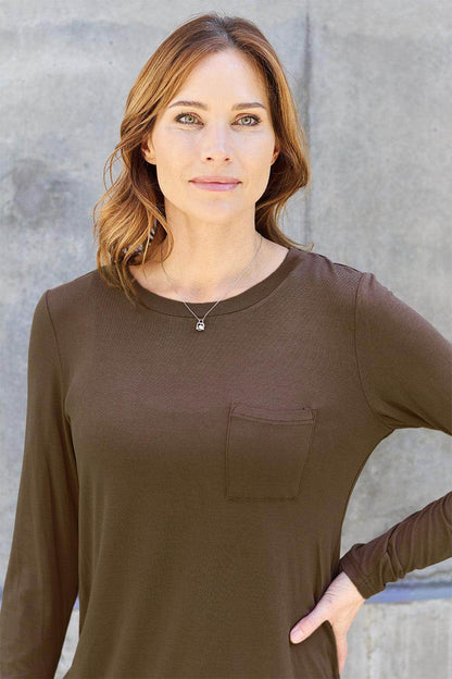 Basic Bae Full Size Round Neck Long Sleeve Top for Women - Selvanelle