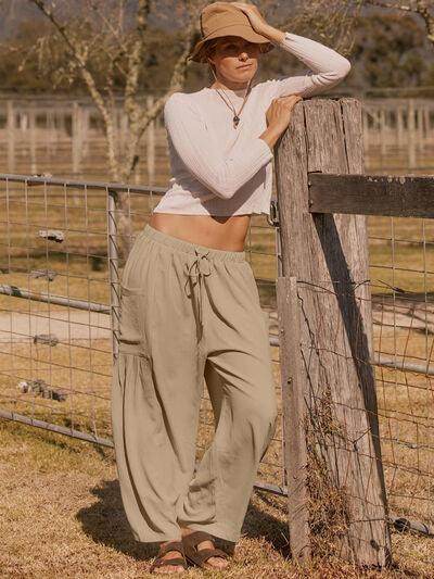 Full Size Wide Leg Pants with Pockets for Women - Selvanelle