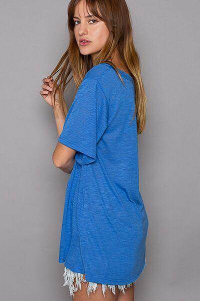 POL V-Neck Short Sleeve T-Shirt with Chest Pocket - Selvanelle