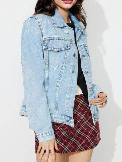 Button Up Long Sleeve Denim Shacket for Stylish Outfits - Selvanelle