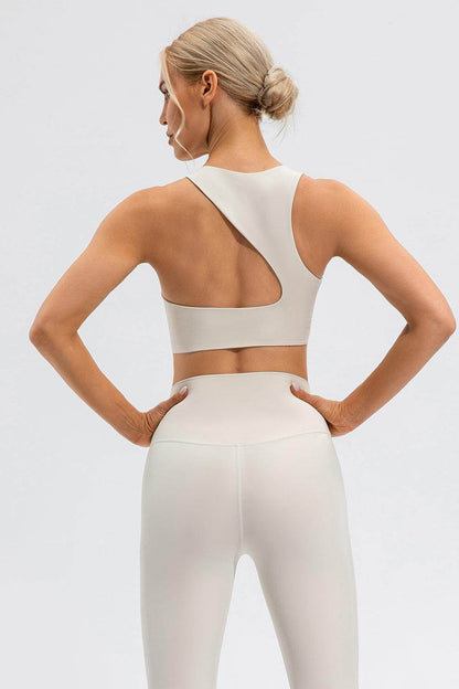 Round Neck Cutout Cropped Active Tank for Women Fitness - Selvanelle